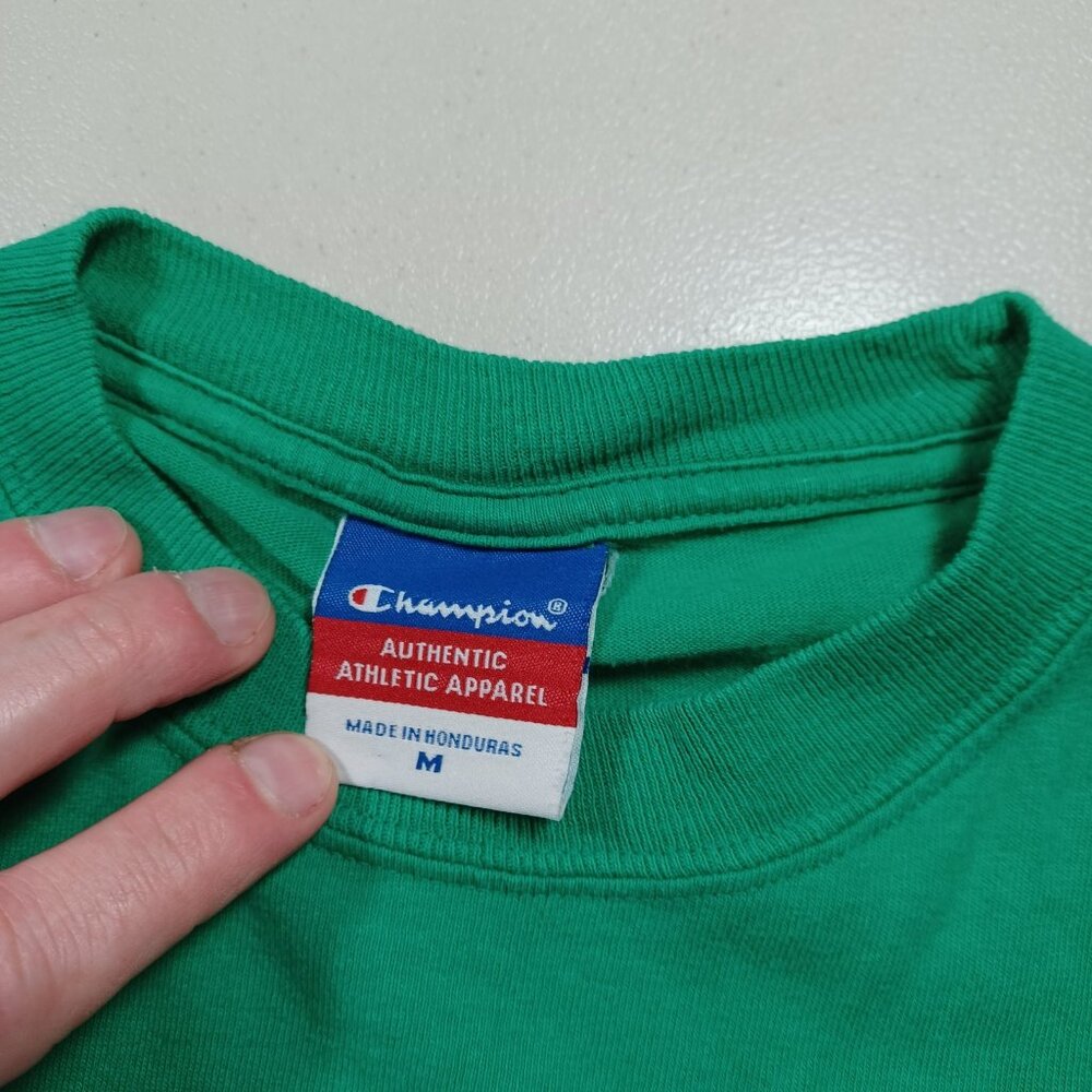 Vintage Champion Y2K mens green Notre Dame crew tee shirt M - Picture 3 of 4